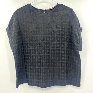 Manoush Black Floral Motif Textured Blouse Women's 38 US Large